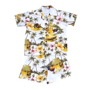 KY's HAPPY ROOSTER BOY'S CABANA SET Size 6 Button-Down short sleeve